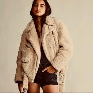 We the Free Faux Fur Sherpa Moto Jacket